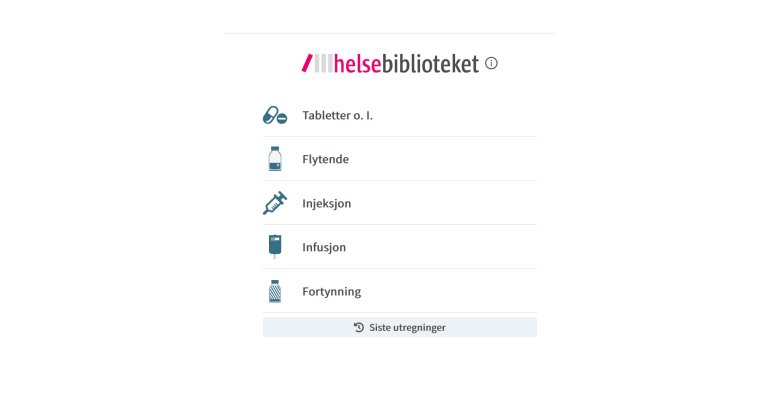 Legemiddelutregning – nå som webapp