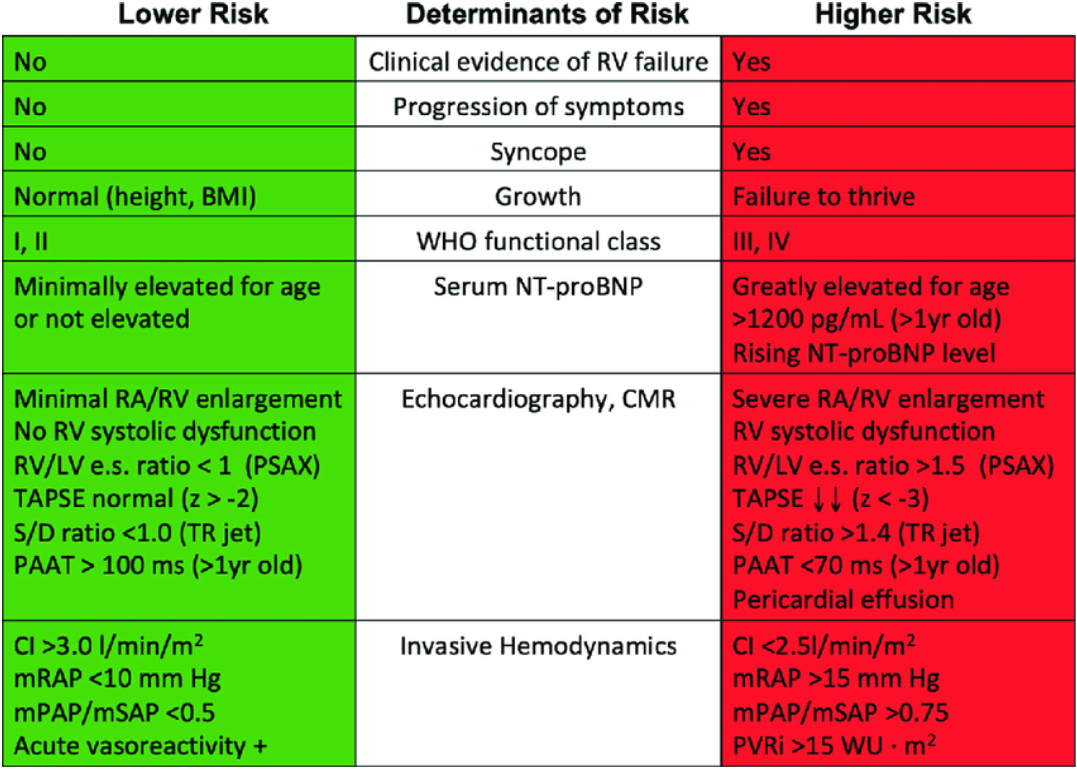 3 kolonner - Lower risk, Determinants of Risk og Higer risk