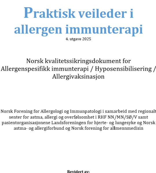 Praktisk veileder i allergen immunterapi er oppdatert på helsebiblioteket