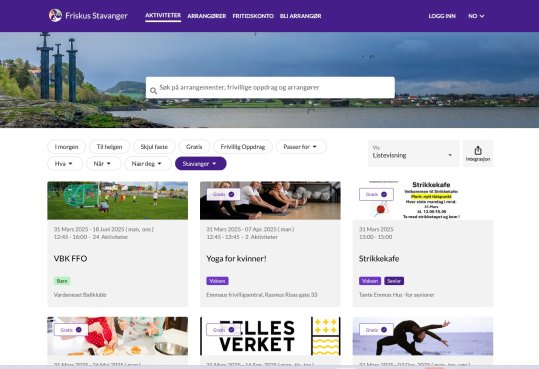 Pasienter og andre kan finne meningsfulle aktiviteter på friskus.com